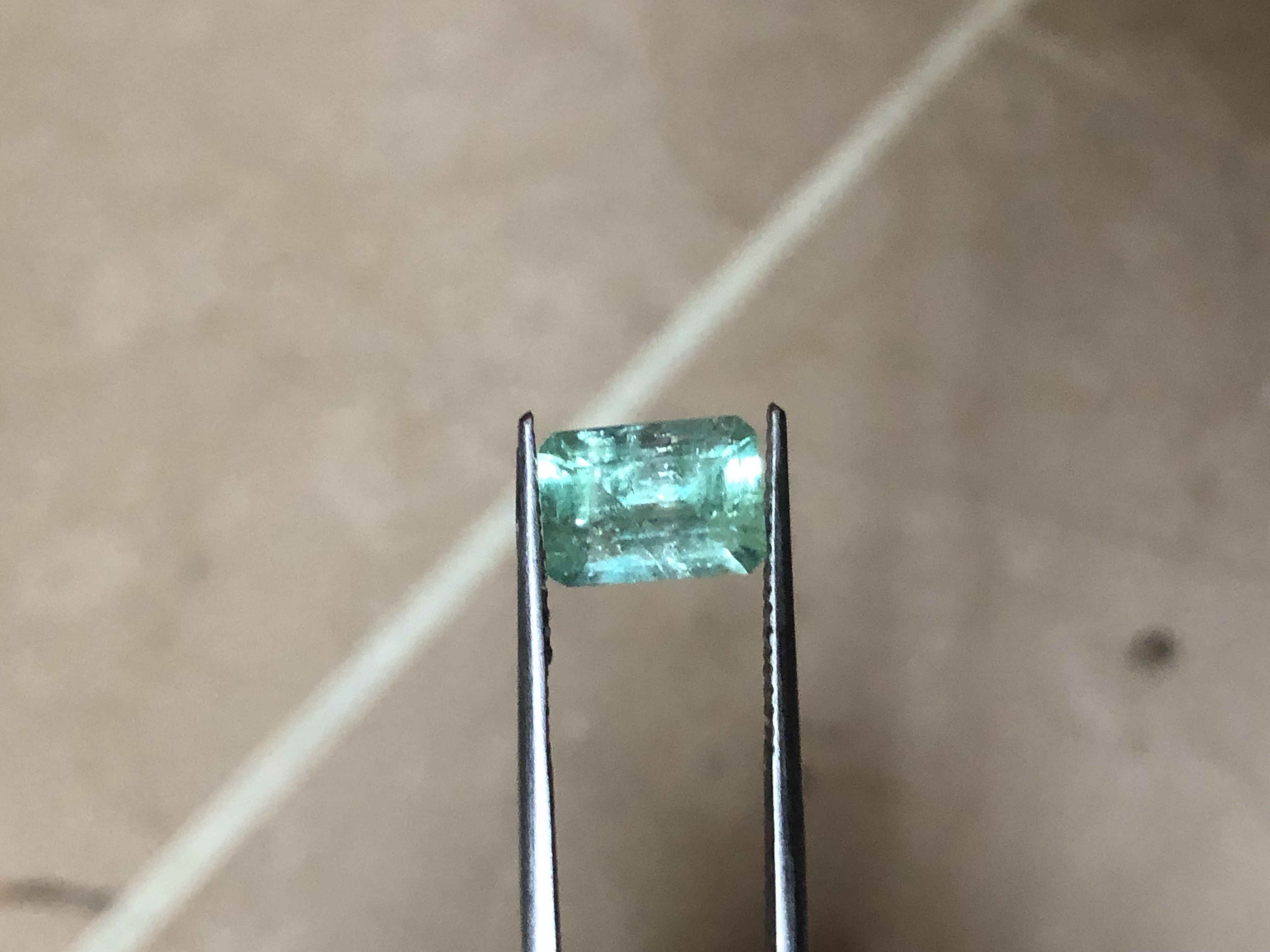 Natural Panjsher Emerald light Green Color 1.75 Caret Emerald Cut view 1
