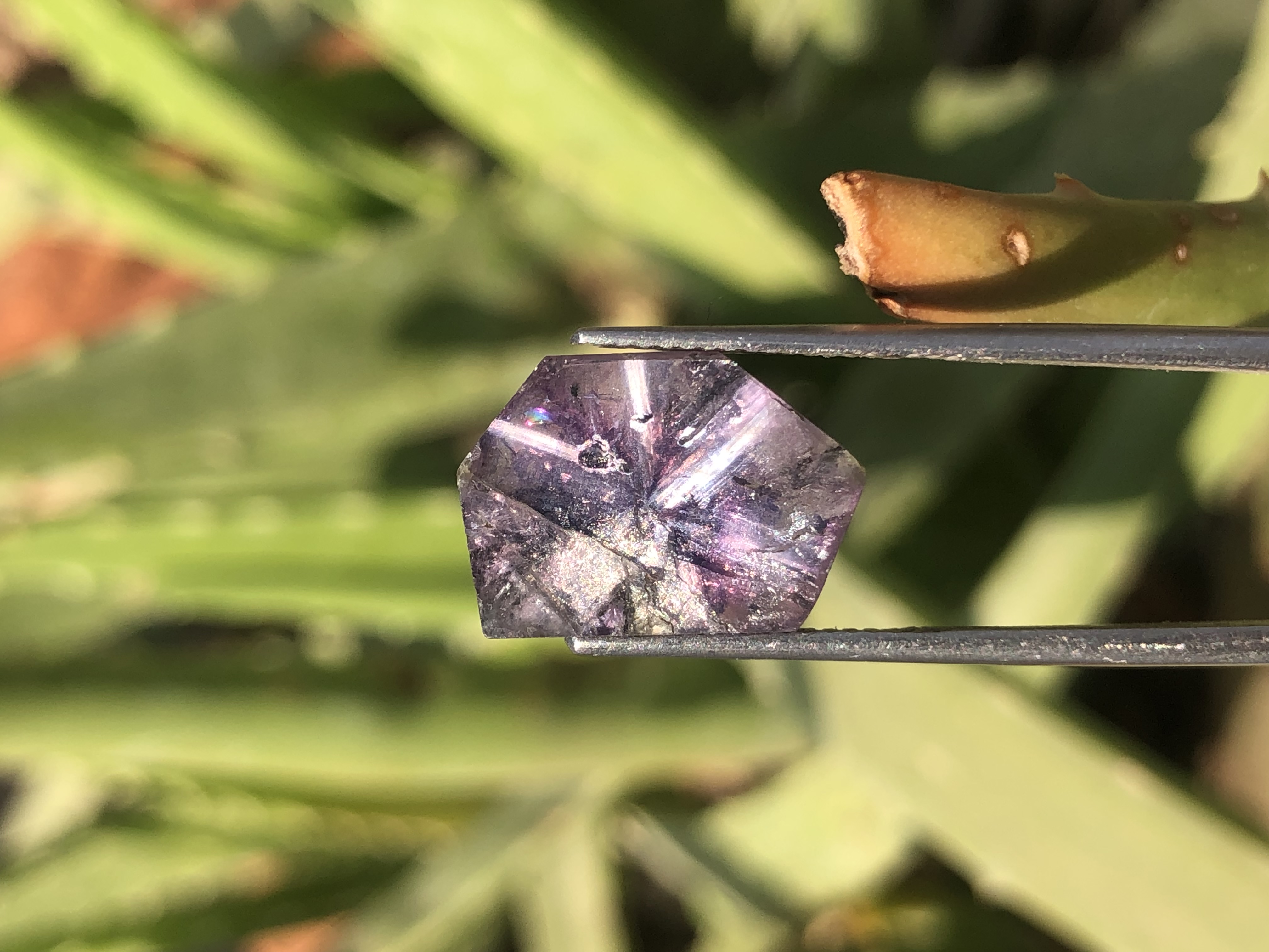 Rare 7.40 ct Natural Trapiche Sapphire Kashmir Pakistan Violet-Purple Color Unheated Untreated view 1